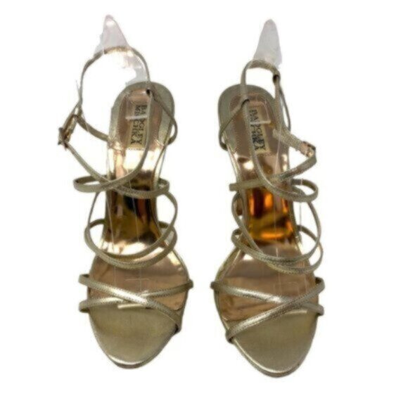BADGLEY MISCHKA Strappy High Heels Formal Gold Size 10 - Picture 3 of 9